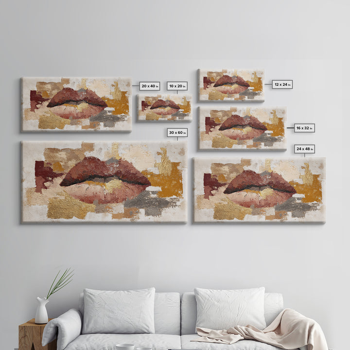 Abstract Lips and Hand Fashion Sketch Canvas Print, Line Art, Custom Portrait, Living Room Decor, Abstract Art, Line, LIN-2x1-62