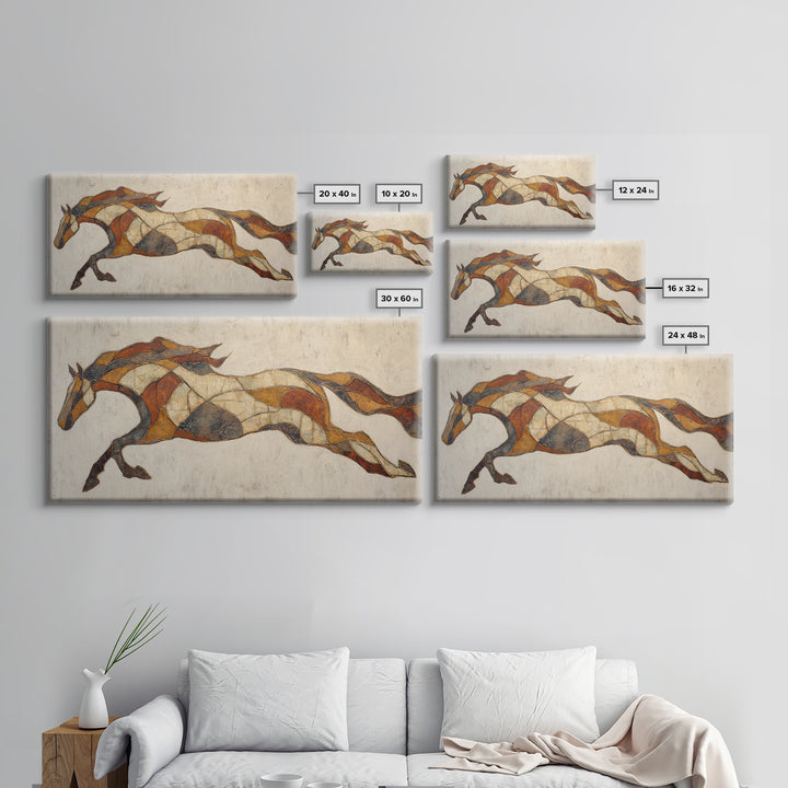 Abstract Horse Formed from Graceful Contour Framed Canvas Print, Line Art, Living Room Decor, Abstract Art, Line, LIN-2x1-72