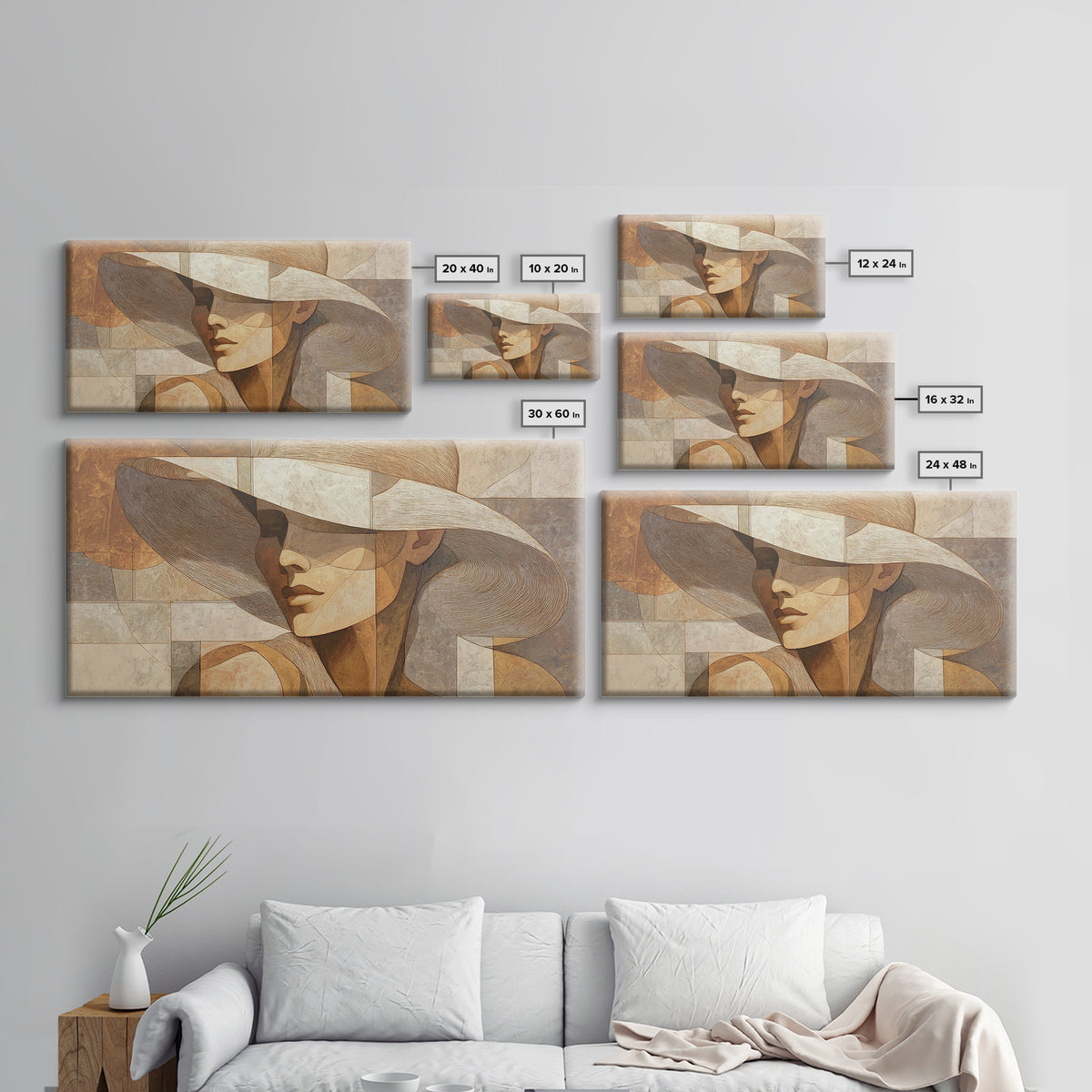 Line Drawing of a Woman Framed Canvas Print, Line Art, Black and White Art, Living Room Decor, Oil Painting, Line, LIN-2x1-87