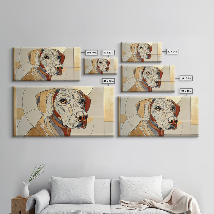 Continuous Line Dog Portrait Framed Canvas Print, Line Art, Living Room Decor, Line, Portrait from Photo, Living Room Art, LIN-2x1-9