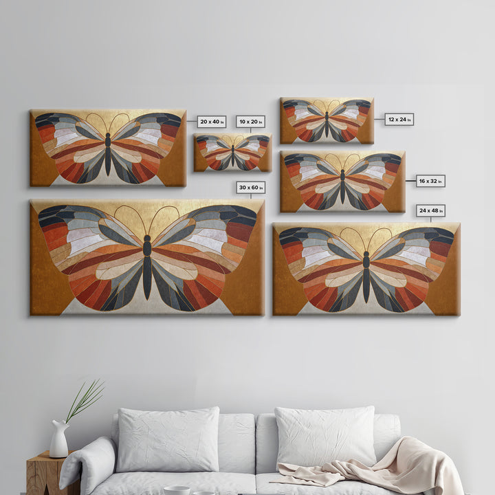 Line Art Butterfly Framed Canvas Print, Line Art, Boho Wall Art, Living Room Decor, Line, Living Room Art, Gallery Wall Set, LIN-2x1-90