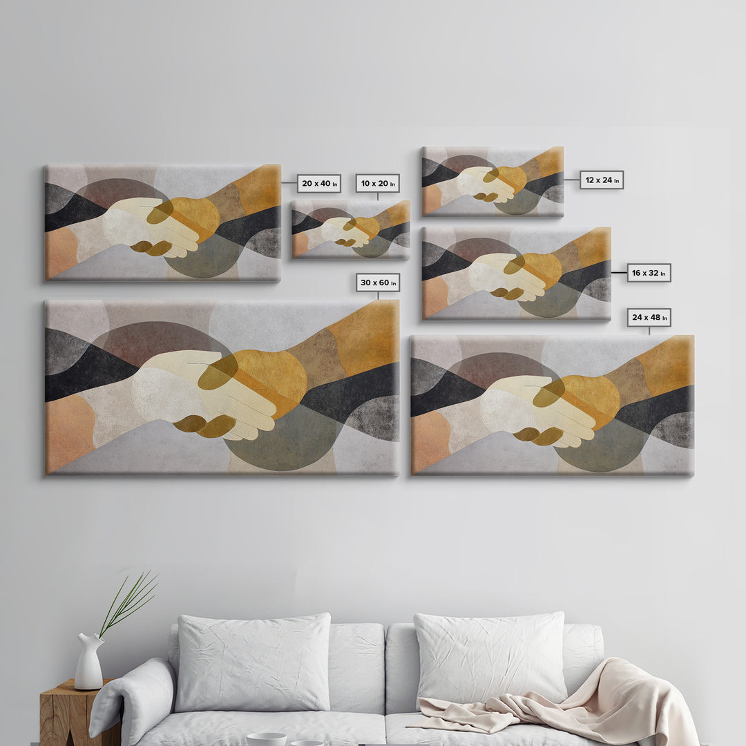 Two Hands Nearly Touching Framed Canvas Print, Line Art, Bird Wall Art, Living Room Decor, Abstract Art, Line, LIN-2x1-97
