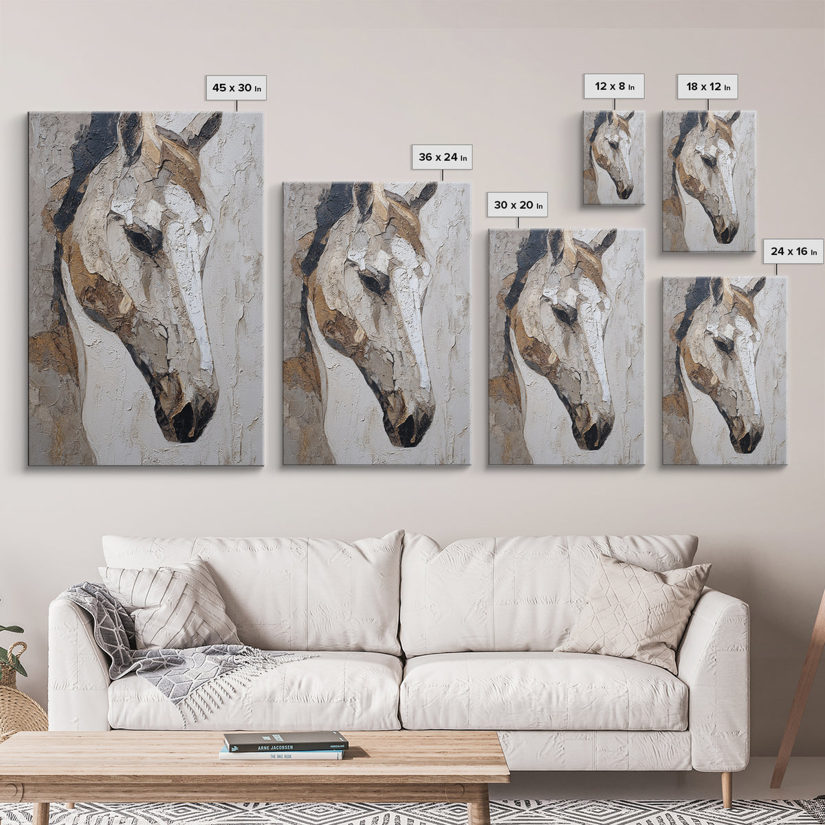 Abstract Horse Formed from Graceful Contour Framed Canvas Print, Line Art, Boho Decor, Living Room Decor, Fine Art, Line, LIN-2x3-12
