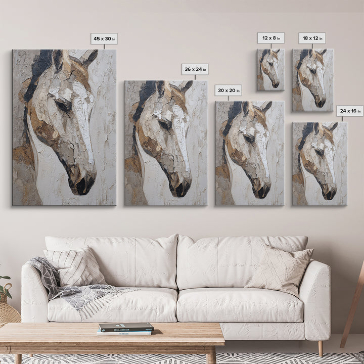 Abstract Horse Formed from Graceful Contour Framed Canvas Print, Line Art, Boho Decor, Living Room Decor, Fine Art, Line, LIN-2x3-12