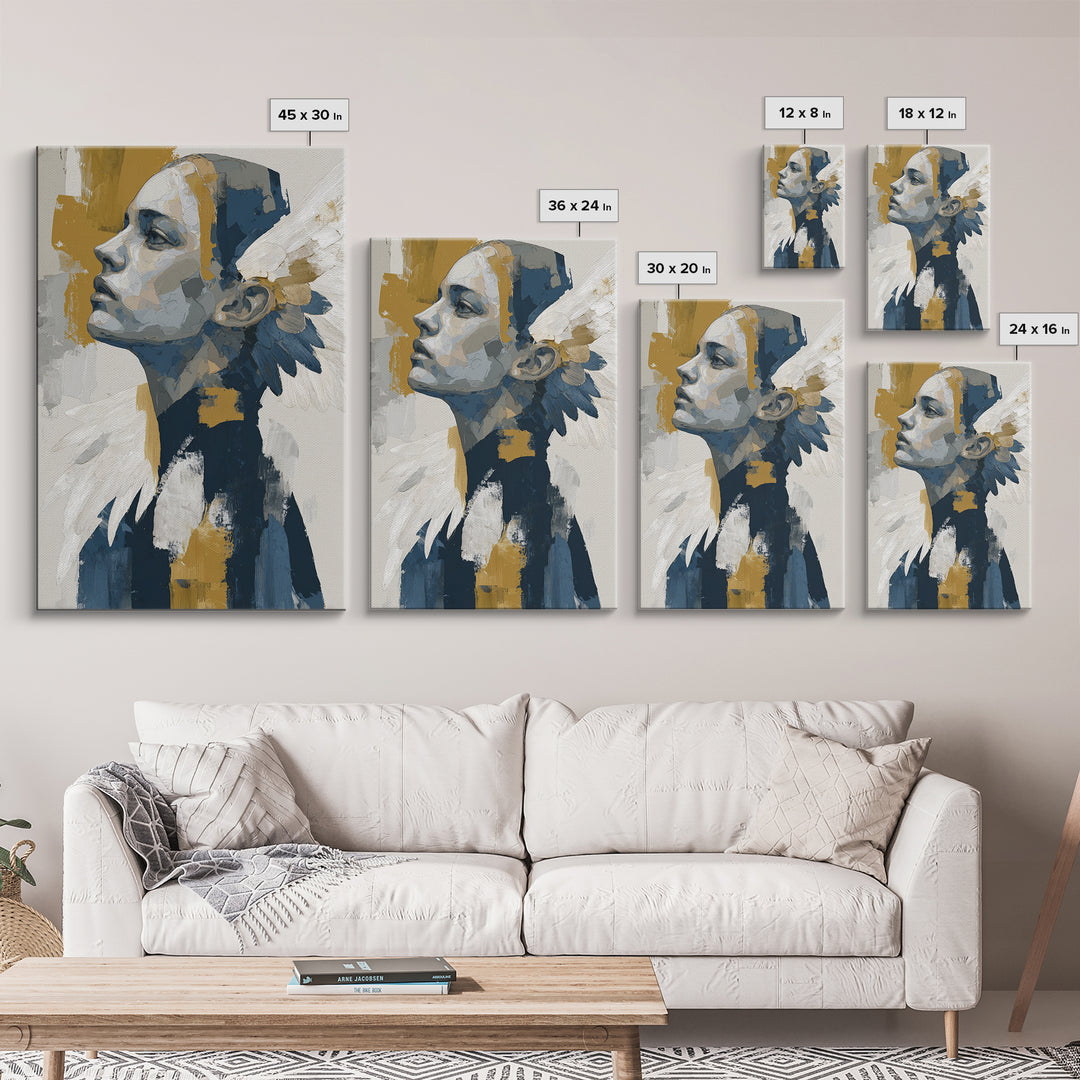 Minimal Angel Wing Contour Canvas Print, Line Art, Canvas Print, Living Room Decor, Abstract Art, Line, Modern Decor, LIN-2x3-29