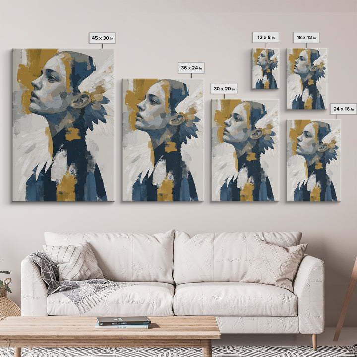 Minimal Angel Wing Contour Canvas Print, Line Art, Canvas Print, Living Room Decor, Abstract Art, Line, Modern Decor, LIN-2x3-29