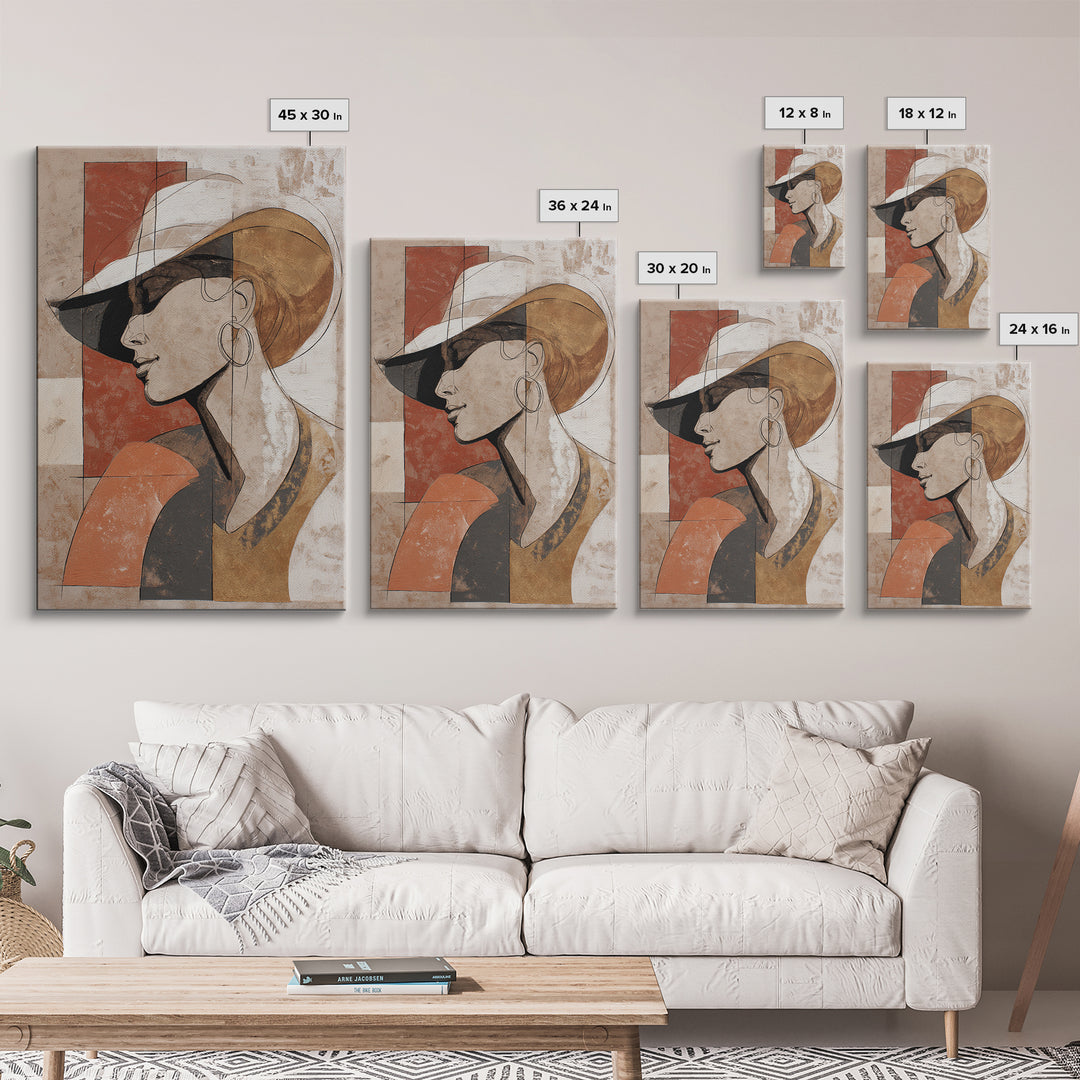 Line Drawing of a Woman Framed Canvas Print, Line Art, Printable Wall Art, Living Room Decor, Oil Painting, Line, Modern Art, LIN-2x3-3
