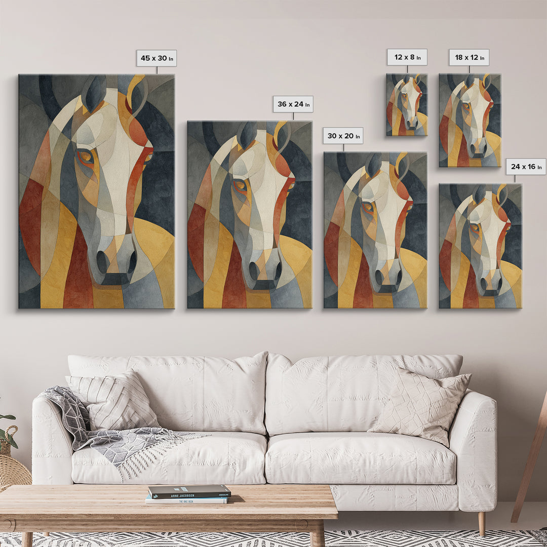 Abstract Horse Formed from Graceful Contour Framed Canvas Print, Line Art, Living Room Decor, Abstract Art, Line, LIN-2x3-36