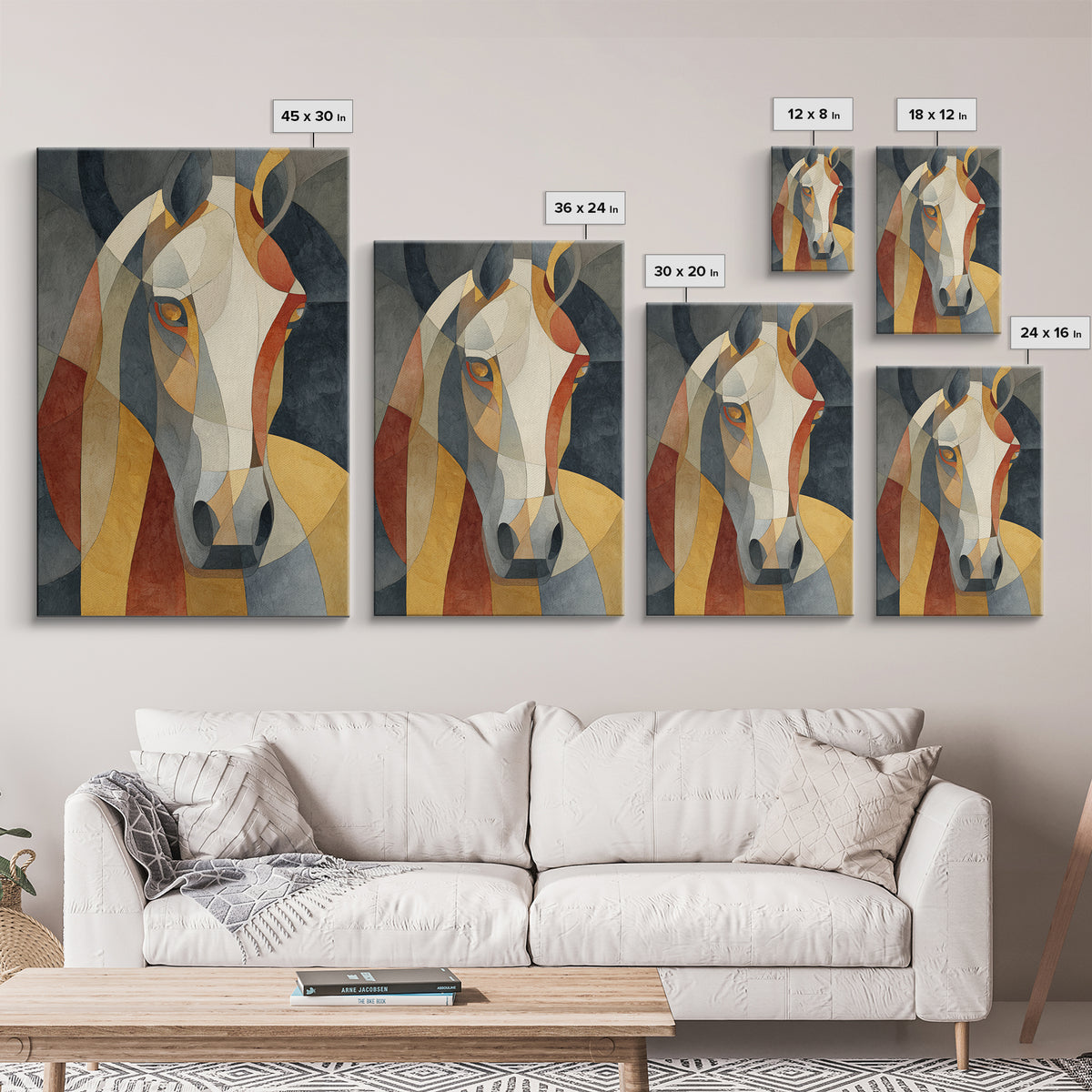 Abstract Horse Formed from Graceful Contour Framed Canvas Print, Line Art, Living Room Decor, Abstract Art, Line, LIN-2x3-36
