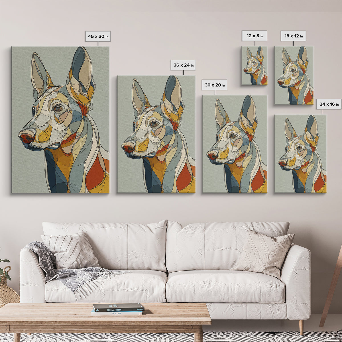 Continuous Line Dog Portrait Canvas Print, Line Art, Minimalist Wall Art, Living Room Decor, Fine Art, Line, Fine Art Print, LIN-2x3-45
