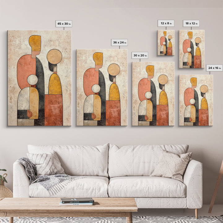 Abstract Family Figures Framed Canvas Print, Line Art, Printable Wall Art, Living Room Decor, Fine Art, Line, Modern Art, LIN-2x3-56