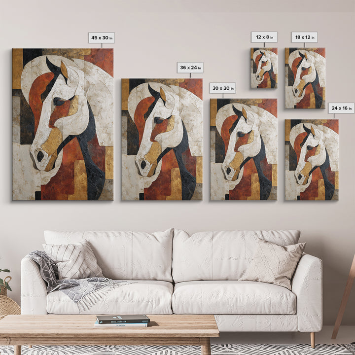 Abstract Horse Formed from Graceful Contour Framed Canvas Print, Line Art, Modern Art, Living Room Decor, Abstract Art, Line, LIN-2x3-60
