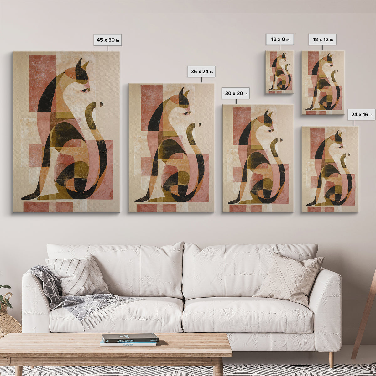 Monoline Cat Stretching Canvas Print, Line Art, Living Room Wall Art, Living Room Decor, Fine Art, Line, Aesthetic Prints, LIN-2x3-62