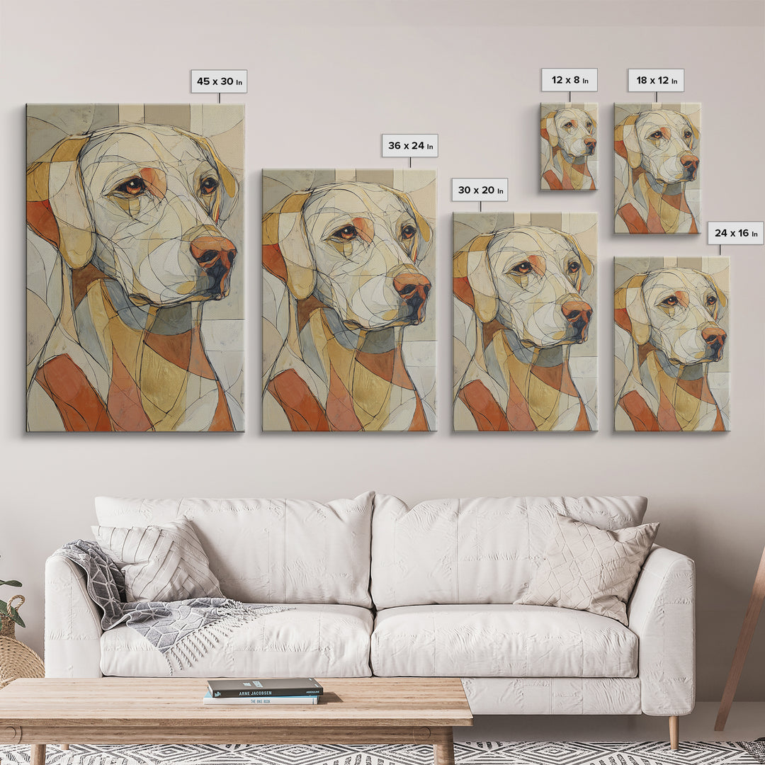 Continuous Line Dog Portrait Framed Canvas Print, Line Art, Bird Wall Art, Living Room Decor, Fine Art, Line, Textured Painting, LIN-2x3-69