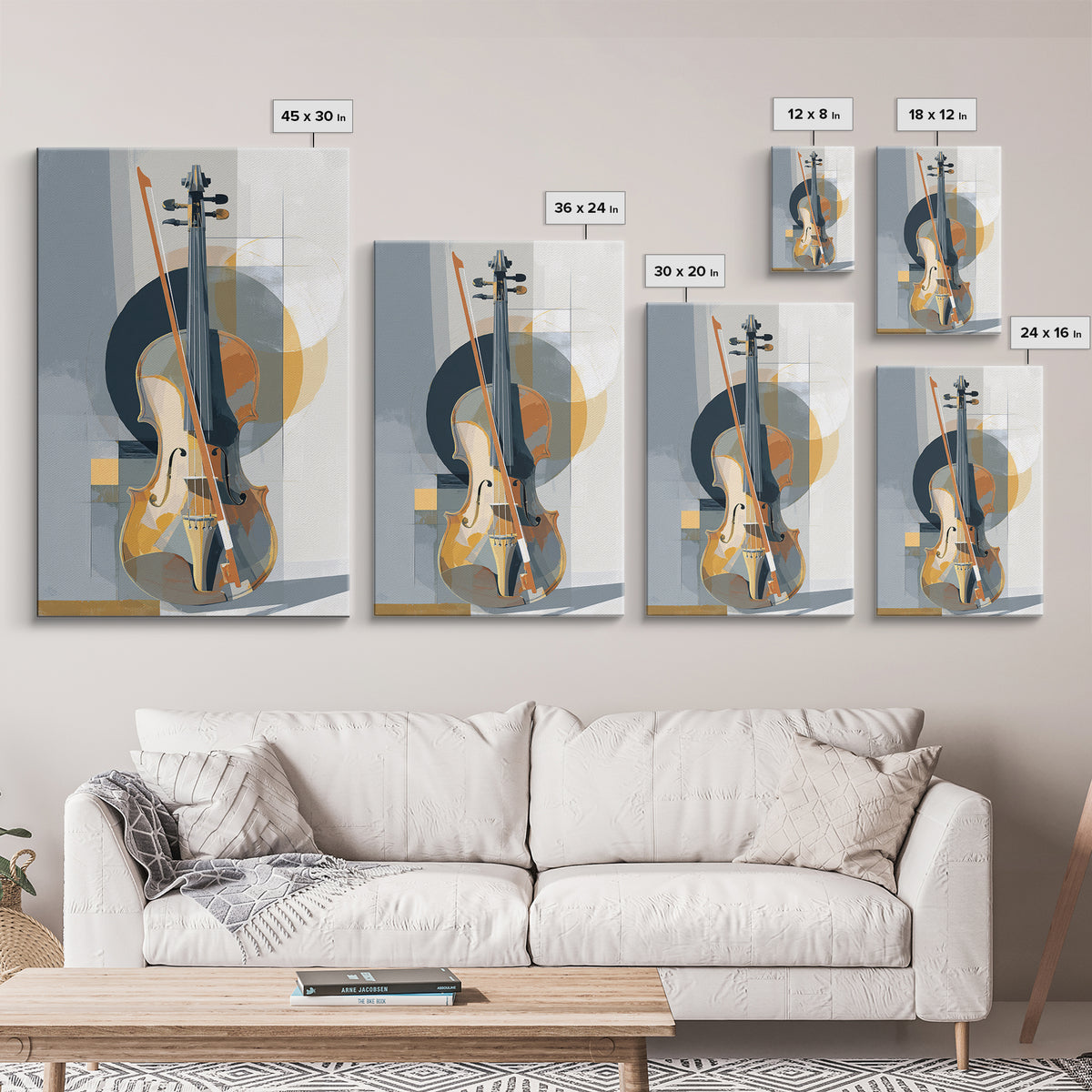 Single Line Violin and Bow Canvas Print, Line Art, Art, Living Room Decor, Abstract Art, Line, Boho Wall Decor, Boho Decor, LIN-2x3-7