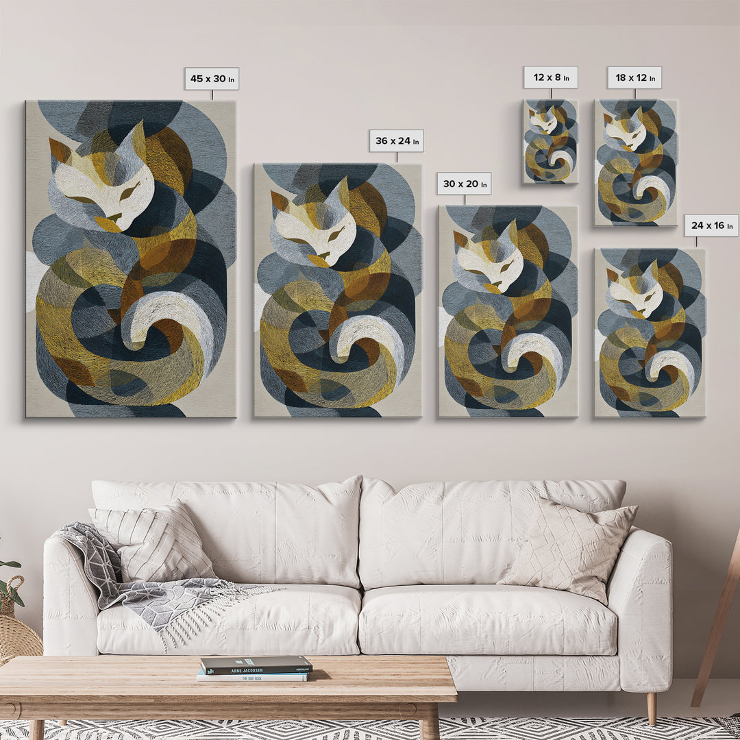 Monoline Cat Stretching Canvas Print, Line Art, Living Room Wall Art, Living Room Decor, Fine Art, Line, Aesthetic Prints, LIN-2x3-86