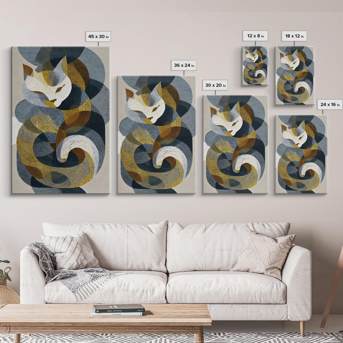 Monoline Cat Stretching Canvas Print, Line Art, Living Room Wall Art, Living Room Decor, Fine Art, Line, Aesthetic Prints, LIN-2x3-86