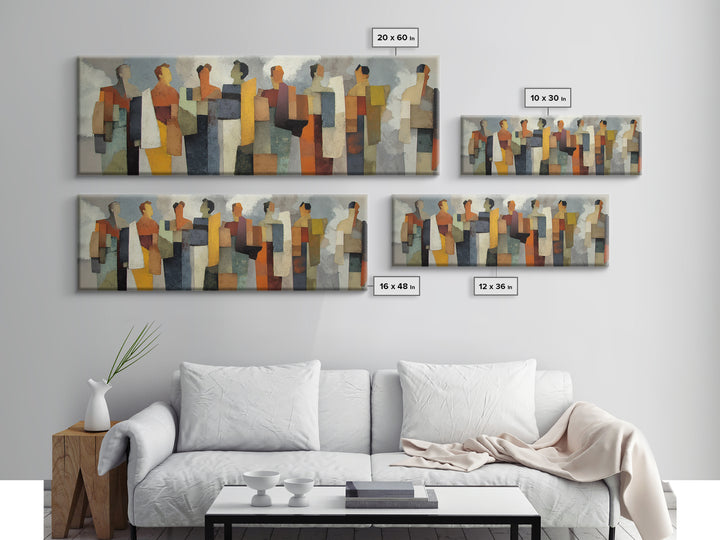 Abstract Family Figures Canvas Print, Line Art, Jesus Wall Art, Living Room Decor, Fine Art, Line, Statement Artwork, LIN-3x1-16