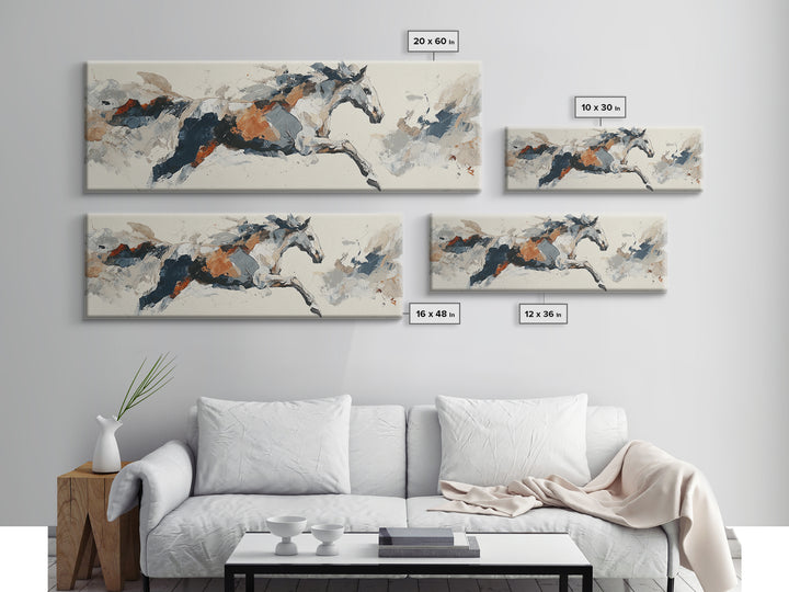 Abstract Horse Formed from Graceful Contour Canvas Print, Line Art, Minimalist Art, Living Room Decor, Fine Art, Line, LIN-3x1-20