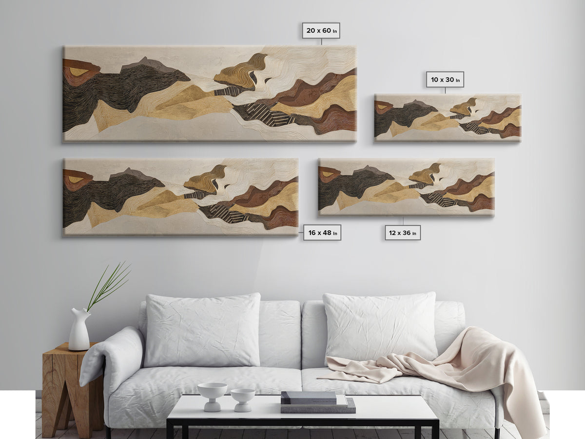 Line Art Shell and Coastal Forms Canvas Print, Line Art, Home Decor, Living Room Decor, Fine Art, Line, Modern Wall Art, LIN-3x1-31