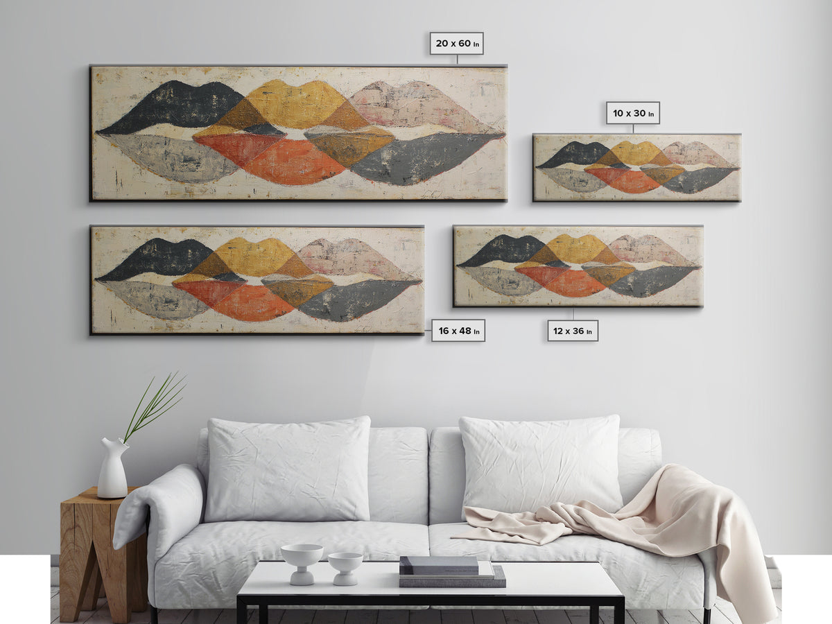 Abstract Lips and Hand Fashion Sketch Canvas Print, Line Art, Canvas Print, Living Room Decor, Fine Art, Line, Modern Decor, LIN-3x1-34