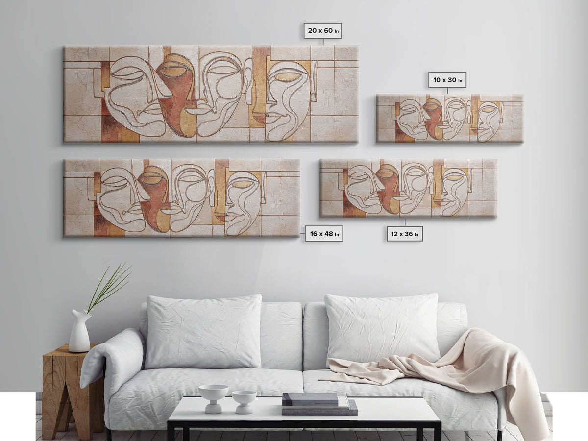 Continuous Line Female Face Canvas Print, Line Art, Art Print, Living Room Decor, Fine Art, Line, Printable Wall Art, LIN-3x1-41