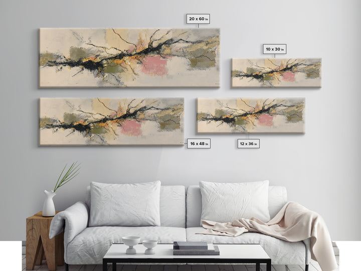 Botanical Branch Drawn Canvas Print, Line Art, Printable Art, Living Room Decor, Line, Gallery Wall Art, Portrait from Photo, LIN-3x1-43