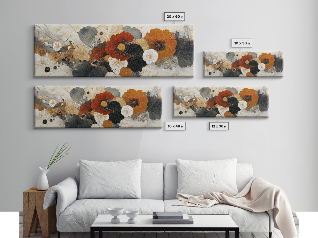 Face and Flower Blended into One Contour Framed Canvas Print, Line Art, Decor, Living Room Decor, Line, Living Room Wall Art, LIN-3x1-72