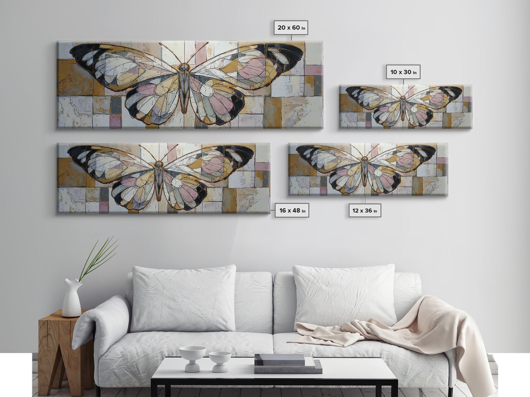 Line Art Butterfly Canvas Print, Line Art, Jesus Wall Art, Living Room Decor, Abstract Art, Line, Statement Artwork, LIN-3x1-86