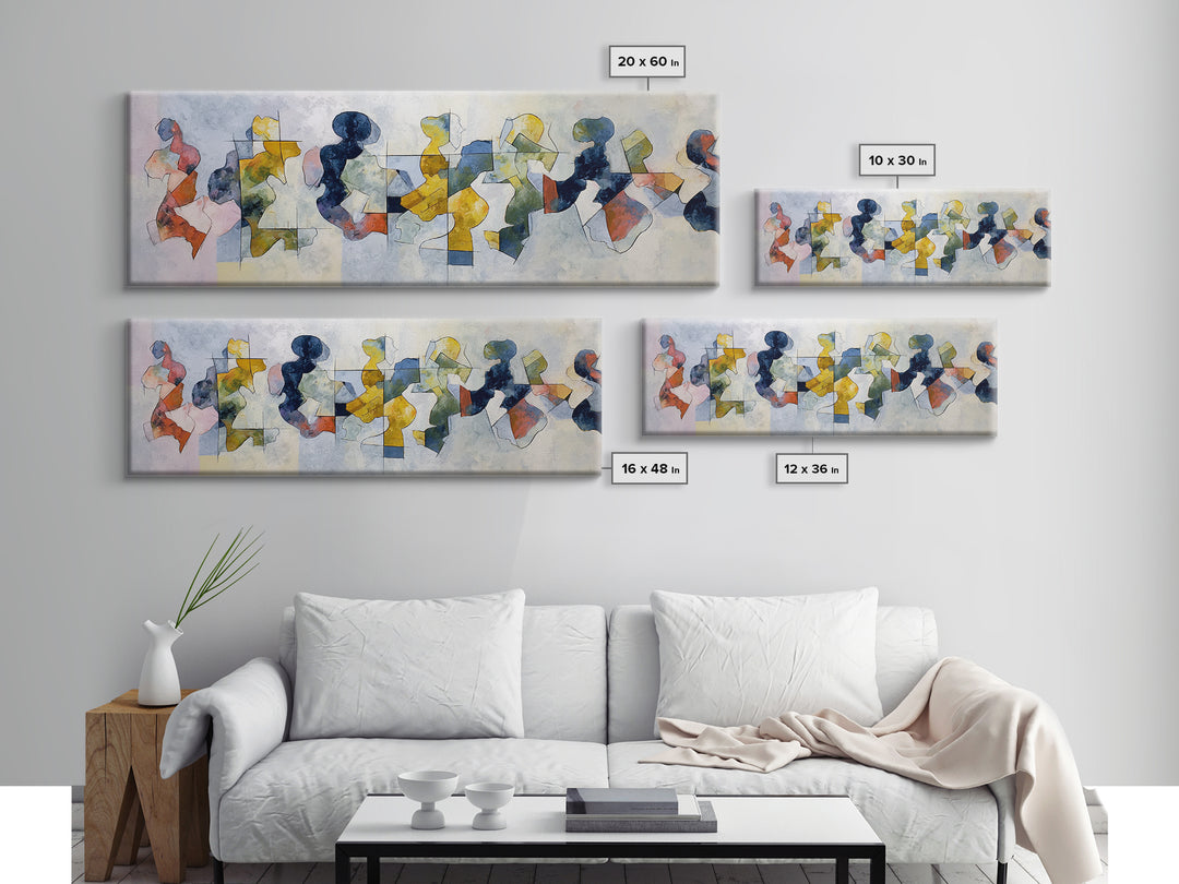 Abstract Family Figures Canvas Print, Line Art, Art, Living Room Decor, Oil Painting, Line, Boho Wall Decor, Boho Decor, LIN-3x1-88