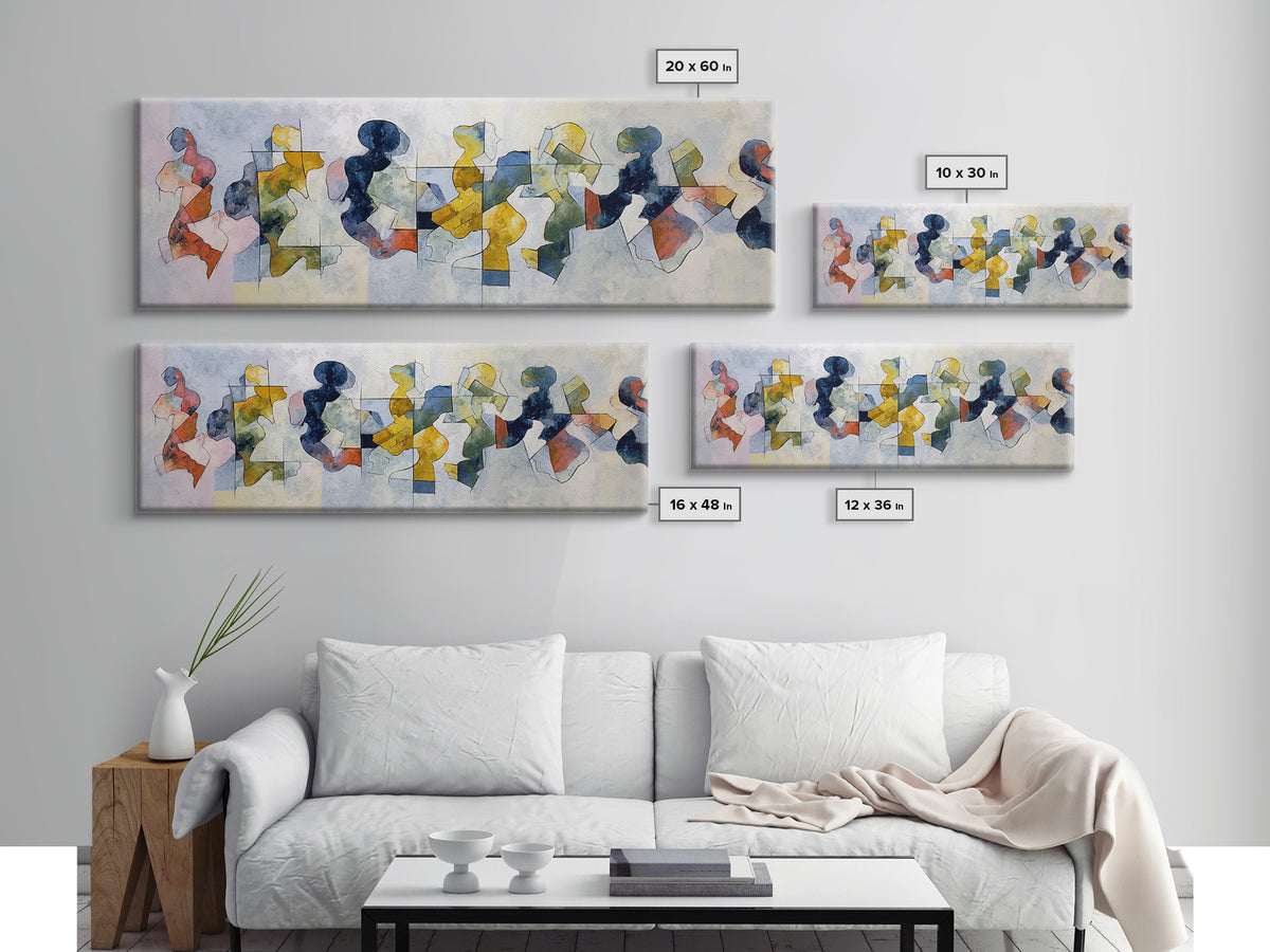 Abstract Family Figures Canvas Print, Line Art, Art, Living Room Decor, Oil Painting, Line, Boho Wall Decor, Boho Decor, LIN-3x1-88