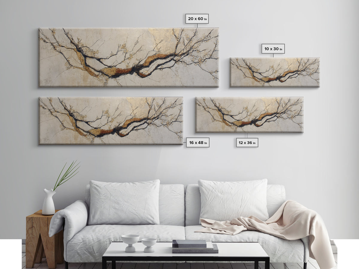 Botanical Branch Drawn Canvas Print, Line Art, Canvas Print, Living Room Decor, Fine Art, Line, Modern Decor, Aesthetic Prints, LIN-3x1-91
