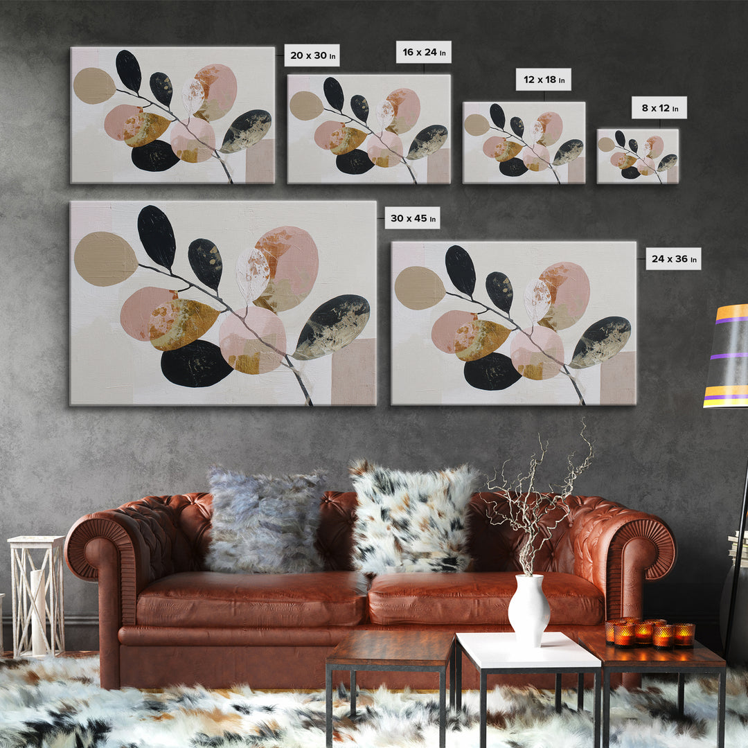 Botanical Branch Drawn Framed Canvas Print, Line Art, Wall Decor, Living Room Decor, Line, Boho Decor, Living Room Wall Art, LIN-3x2-31