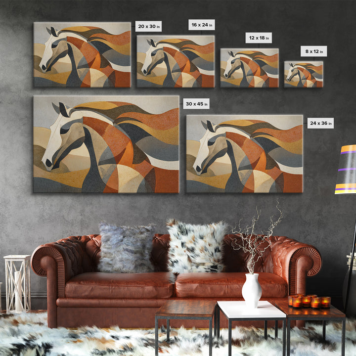 Abstract Horse Formed from Graceful Contour Canvas Print, Line Art, Art Print, Living Room Decor, Fine Art, Line, LIN-3x2-32