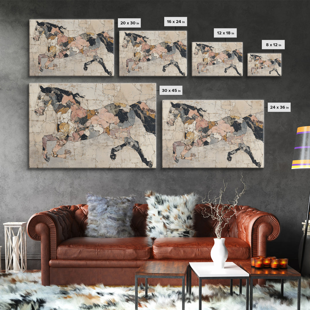 Abstract Horse Formed from Graceful Contour Canvas Print, Line Art, Printable, Living Room Decor, Abstract Art, Line, LIN-3x2-56