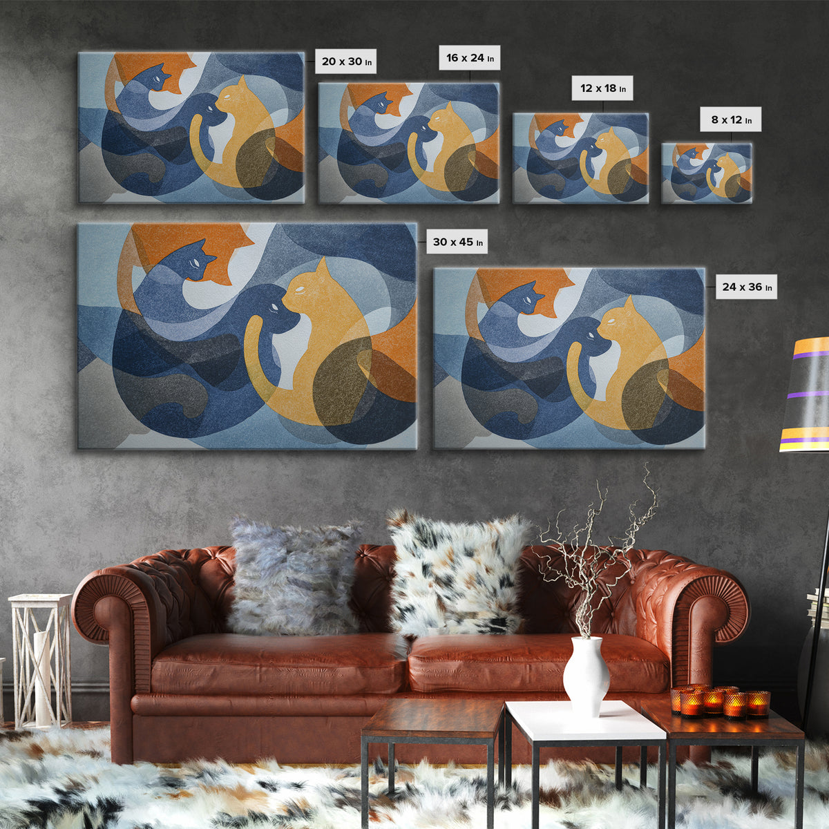 Monoline Cat Stretching Canvas Print, Line Art, Modern Decor, Living Room Decor, Abstract Art, Line, Contemporary Art, LIN-3x2-58