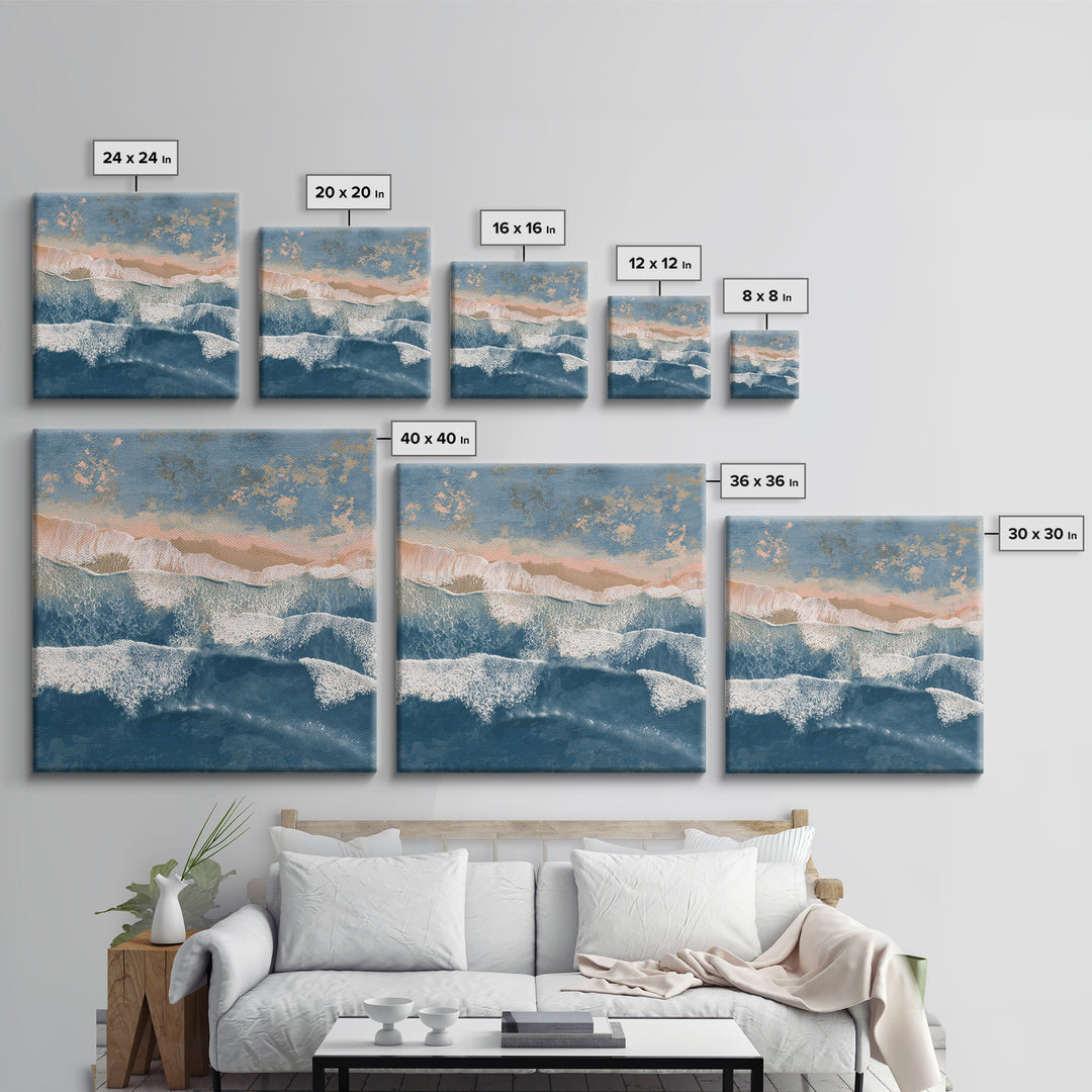 Coastal Aerial Shoreline Framed Canvas Print, Living Room Art, Large Wall Art, Living Room Decor, Living, Dopamine Decor, LIR-1x1-11