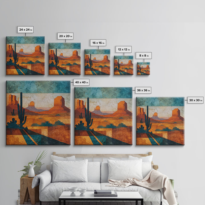 Earthy Desert Landscape Framed Canvas Print, Living Room Art, Wall Decor, Living Room Decor, Oil Painting, Living, Abstract Art, LIR-1x1-12