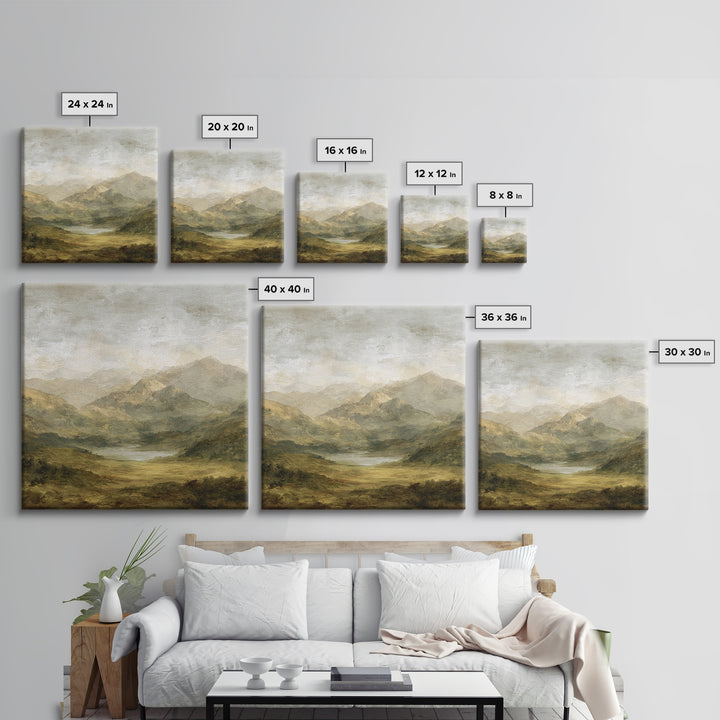 Classic Mountain Panorama for Cozy Interiors Canvas Print, Living Room Art, Abstract Art, Living Room Decor, Living, Boho Decor, LIR-1x1-16