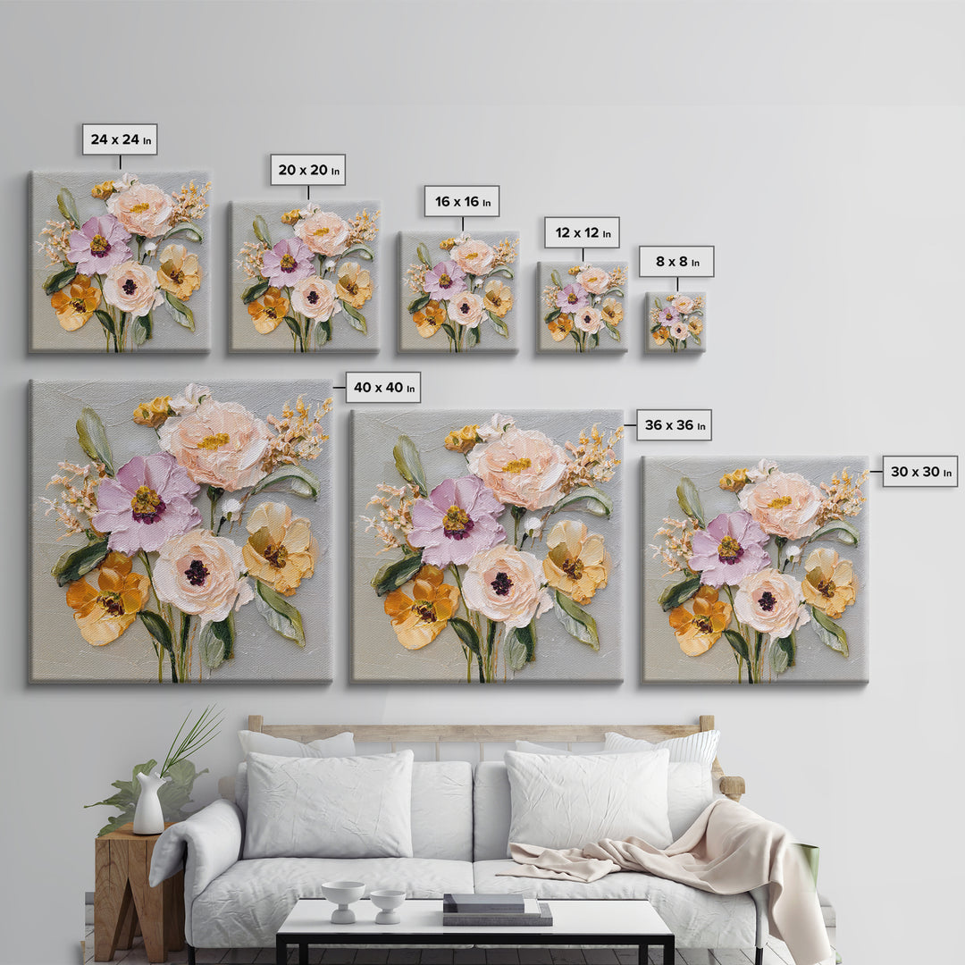 Botanical Vase Painting Framed Canvas Print, Living Room Art, Living Room Decor, Oil Painting, Living, Statement Artwork, LIR-1x1-2