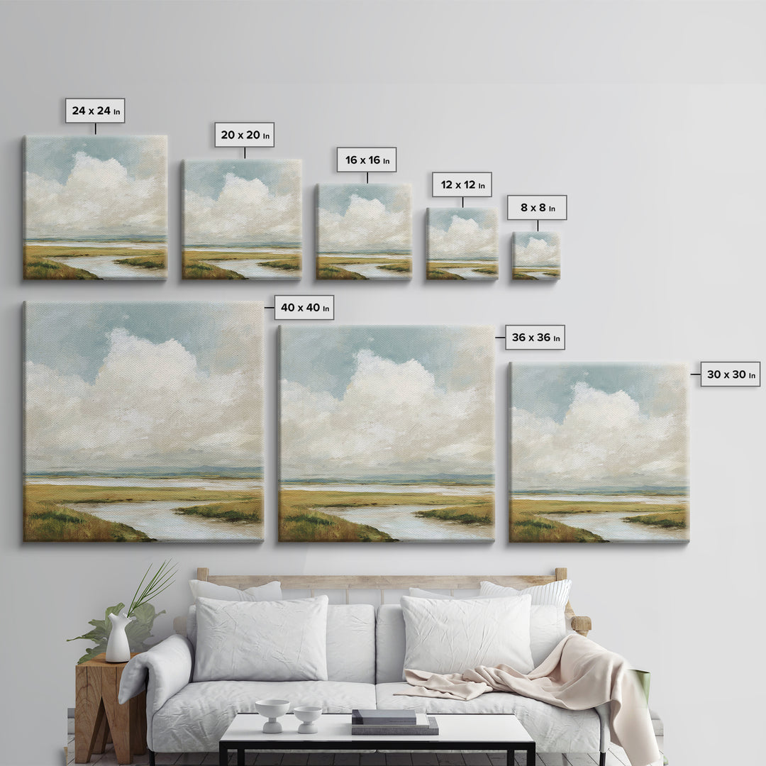Modern Landscape with Expansive Calm Sky Framed Canvas Print, Living Room Art, Bedroom Wall Art, Living Room Decor, Living, LIR-1x1-51