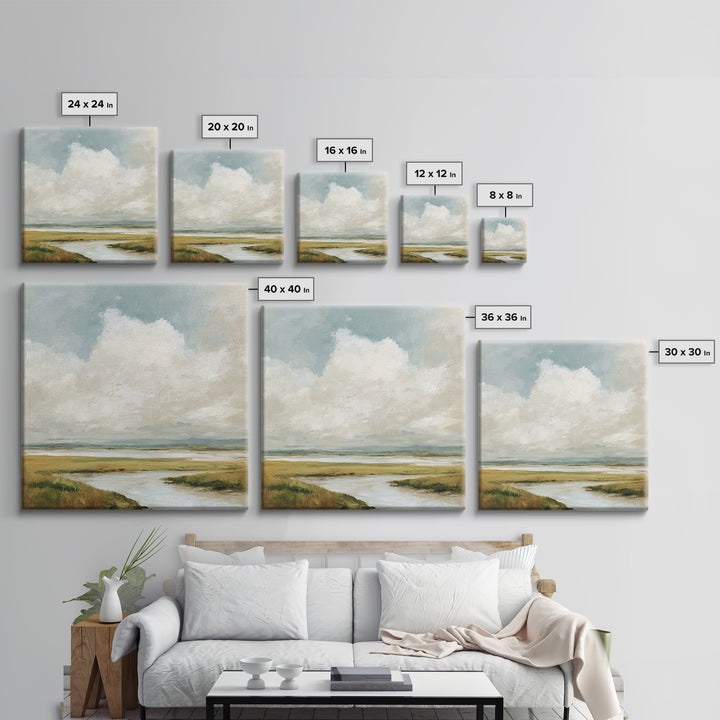 Modern Landscape with Expansive Calm Sky Framed Canvas Print, Living Room Art, Bedroom Wall Art, Living Room Decor, Living, LIR-1x1-51