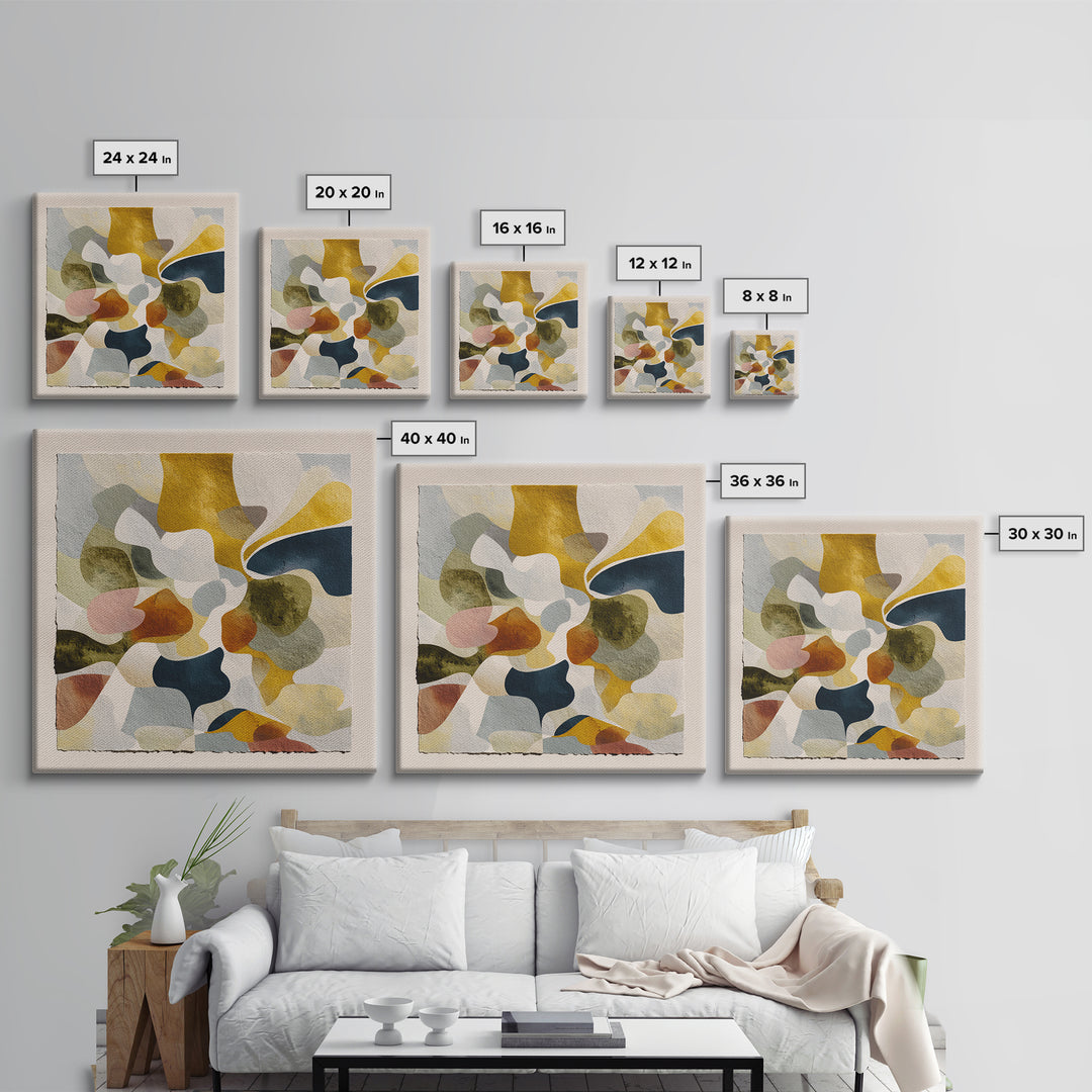 Abstract Organic Shapes Framed Canvas Print, Living Room Art, Neutral Decor, Living Room Decor, Fine Art, Living, Home Decor, LIR-1x1-63