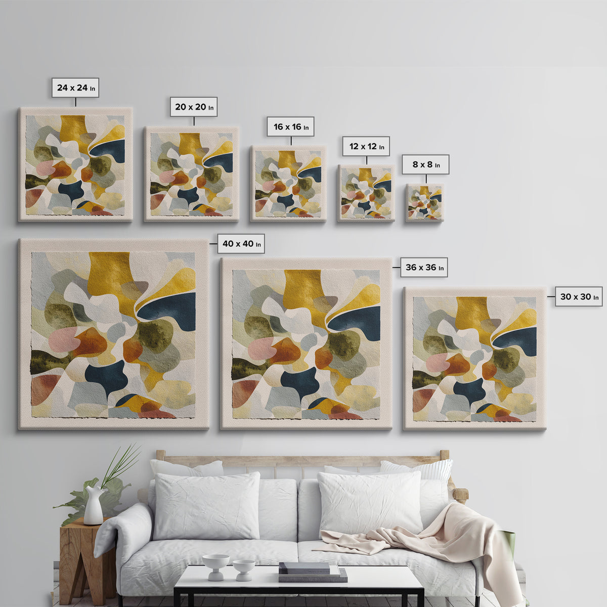 Abstract Organic Shapes Framed Canvas Print, Living Room Art, Neutral Decor, Living Room Decor, Fine Art, Living, Home Decor, LIR-1x1-63