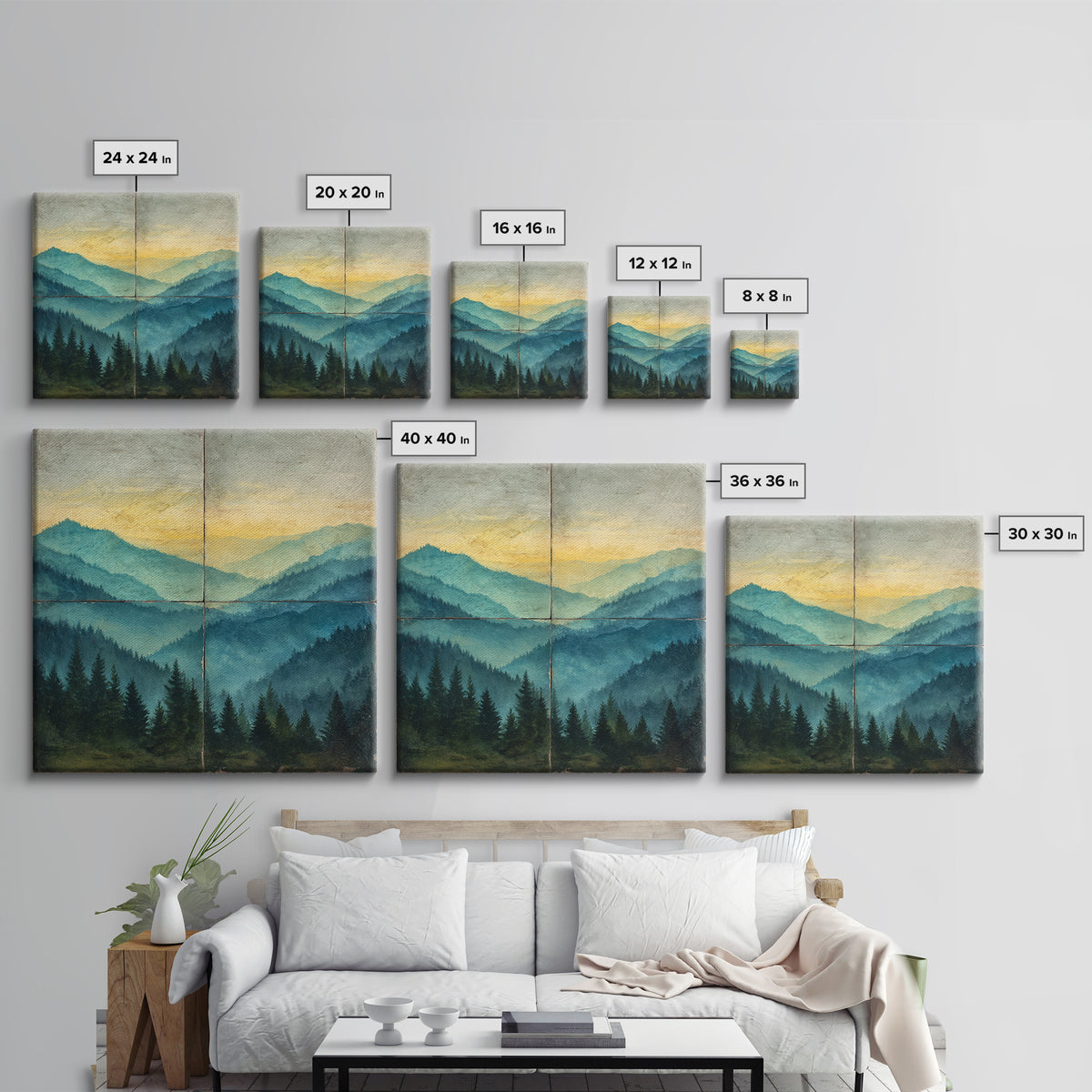 Classic Mountain Panorama for Cozy Interiors Framed Canvas Print, Living Room Art, New Home Gift, Living Room Decor, Living, LIR-1x1-64