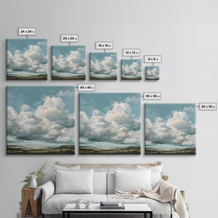Large Cloudscape with Gentle Movement Framed Canvas Print, Living Room Art, Modern Decor, Living Room Decor, Fine Art, Living, LIR-1x1-67