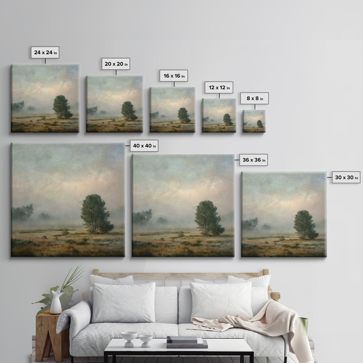 Quiet Meadow Landscape Framed Canvas Print, Living Room Art, Living Room Wall Art, Living Room Decor, Fine Art, Living, LIR-1x1-71