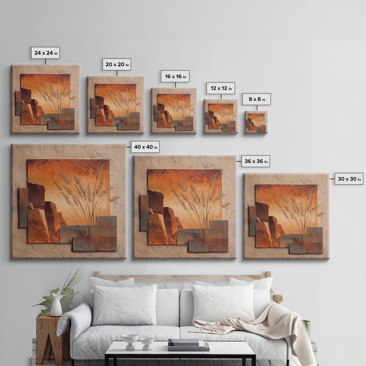 Earthy Desert Landscape Framed Canvas Print, Living Room Art, Dopamine Decor, Living Room Decor, Fine Art, Living, LIR-1x1-84