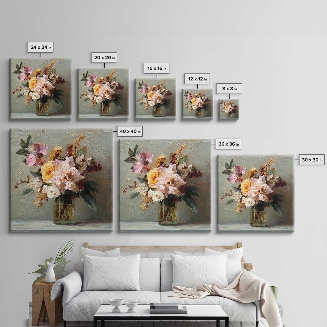 Large Floral Still Life Canvas Print, Living Room Art, Statement Artwork, Living Room Decor, Fine Art, Living, Painting, LIR-1x1-9
