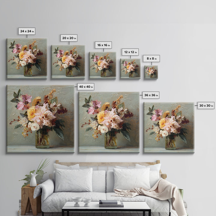 Large Floral Still Life Canvas Print, Living Room Art, Statement Artwork, Living Room Decor, Fine Art, Living, Painting, LIR-1x1-9